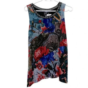 Desigual asymmetrical, crazy quilt,  fully lined floral tunic NWT